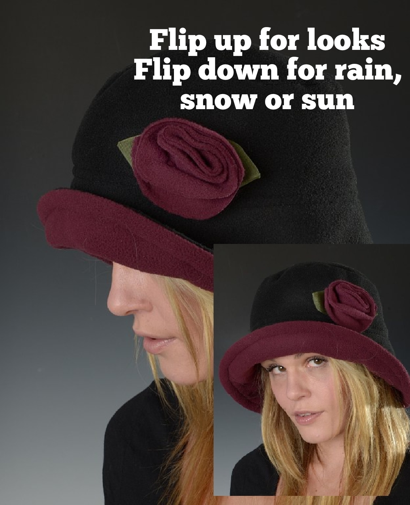 foldable fleece brim hat