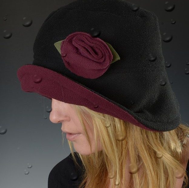 foldable fleece brim hat with rain